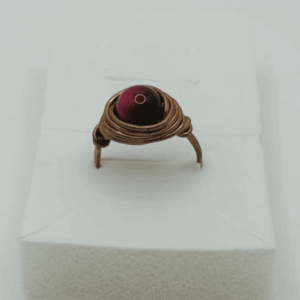 Fiery Elegance- Red Crystal Copper Wire-Wrapped Ring
