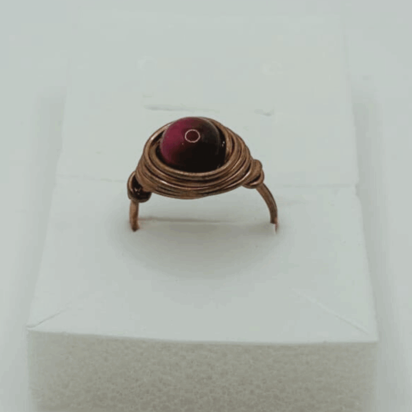 Fiery Elegance- Red Crystal Copper Wire-Wrapped Ring