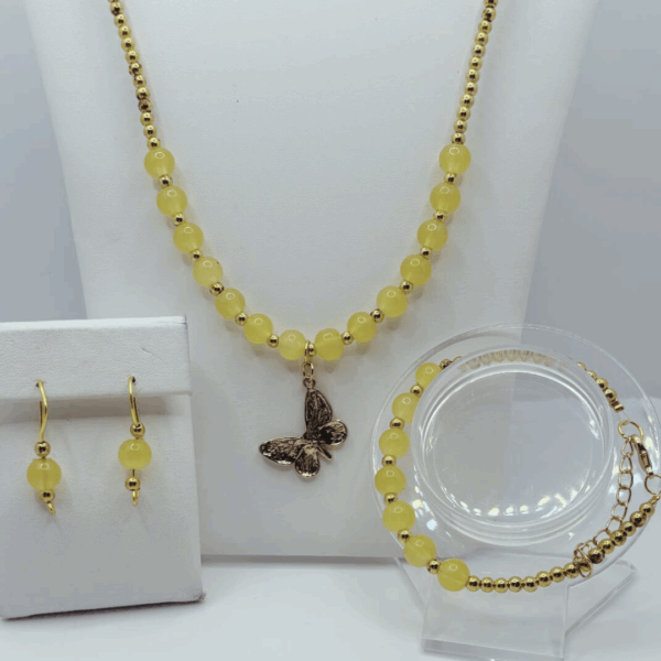 Yelow Crystal Jewelry set-6mm beads - Image 2