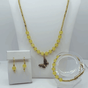 Yelow Crystal Jewelry set-6mm beads