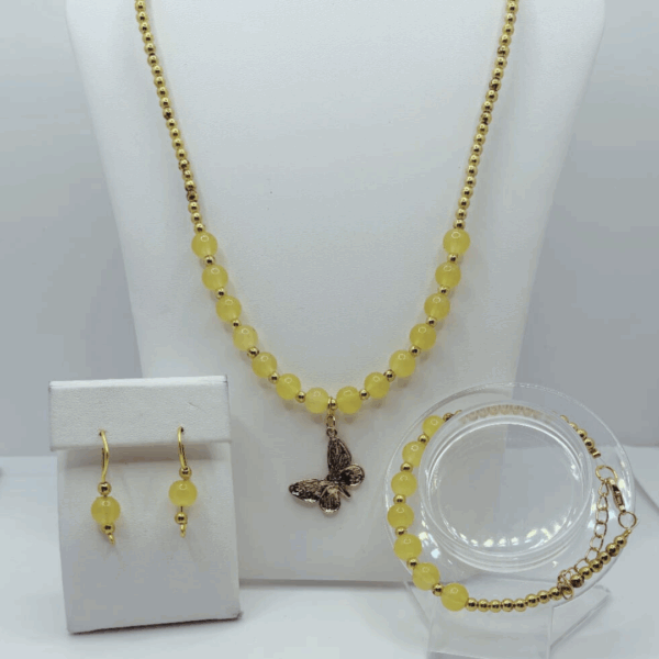 Yelow Crystal Jewelry set-6mm beads