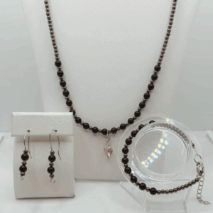 Black Crystal Jewelry set seashell charm -6mm