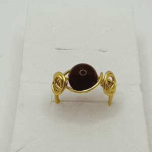 Red Crystal 18k Gold Wire-Wrapped Ring