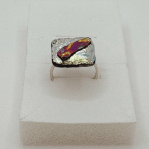 Crimson Flame -Handmade Fire Glass Ring with stainless steel wire.
