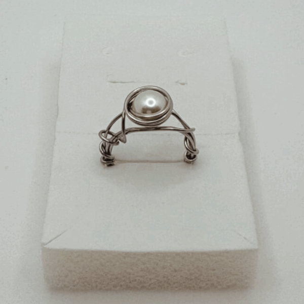 Handmade Pearl Ring with Stainless Steel wire - Image 2