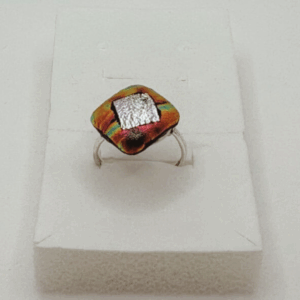 Mystic Ember- Handmade Fire Glass Ring with Stainless Steel Wire