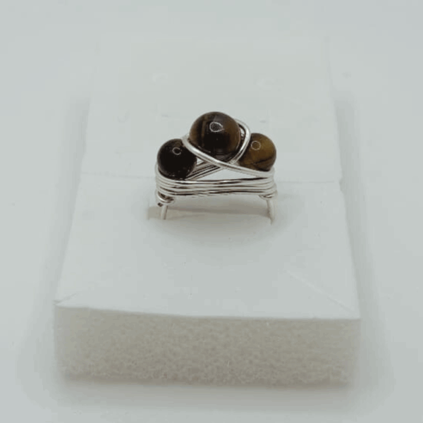 TripleTiger Eye - Handmade Stainless Steel Ring - Image 2