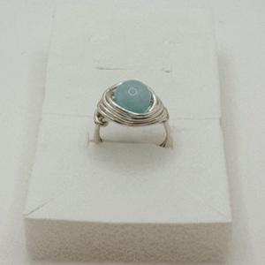Serenity Aquamarine - Handmade Stainless Steel Wire Ring