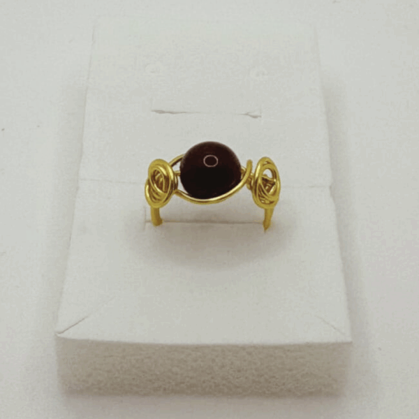 Red Crystal 18k Gold Wire-Wrapped Ring - Image 2