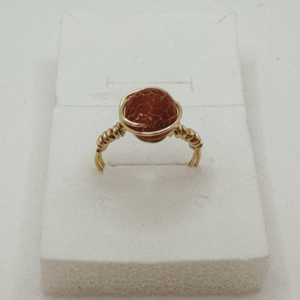 Radiant Passion-Red Crystal 18k Gold Wire-Wrapped Ring