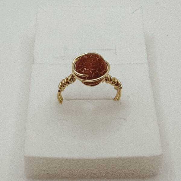 Radiant Passion-Red Crystal 18k Gold Wire-Wrapped Ring