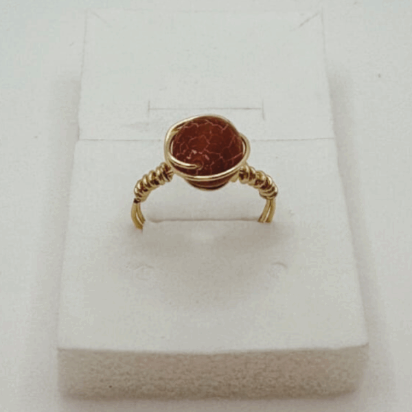 Radiant Passion-Red Crystal 18k Gold Wire-Wrapped Ring - Image 2